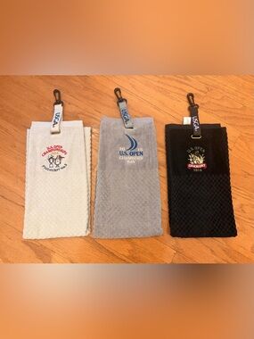 USGA US Open Golf Towels Clips - 2014 Pinehurst, 2015 Chambers Bay, 2016 Oakmont